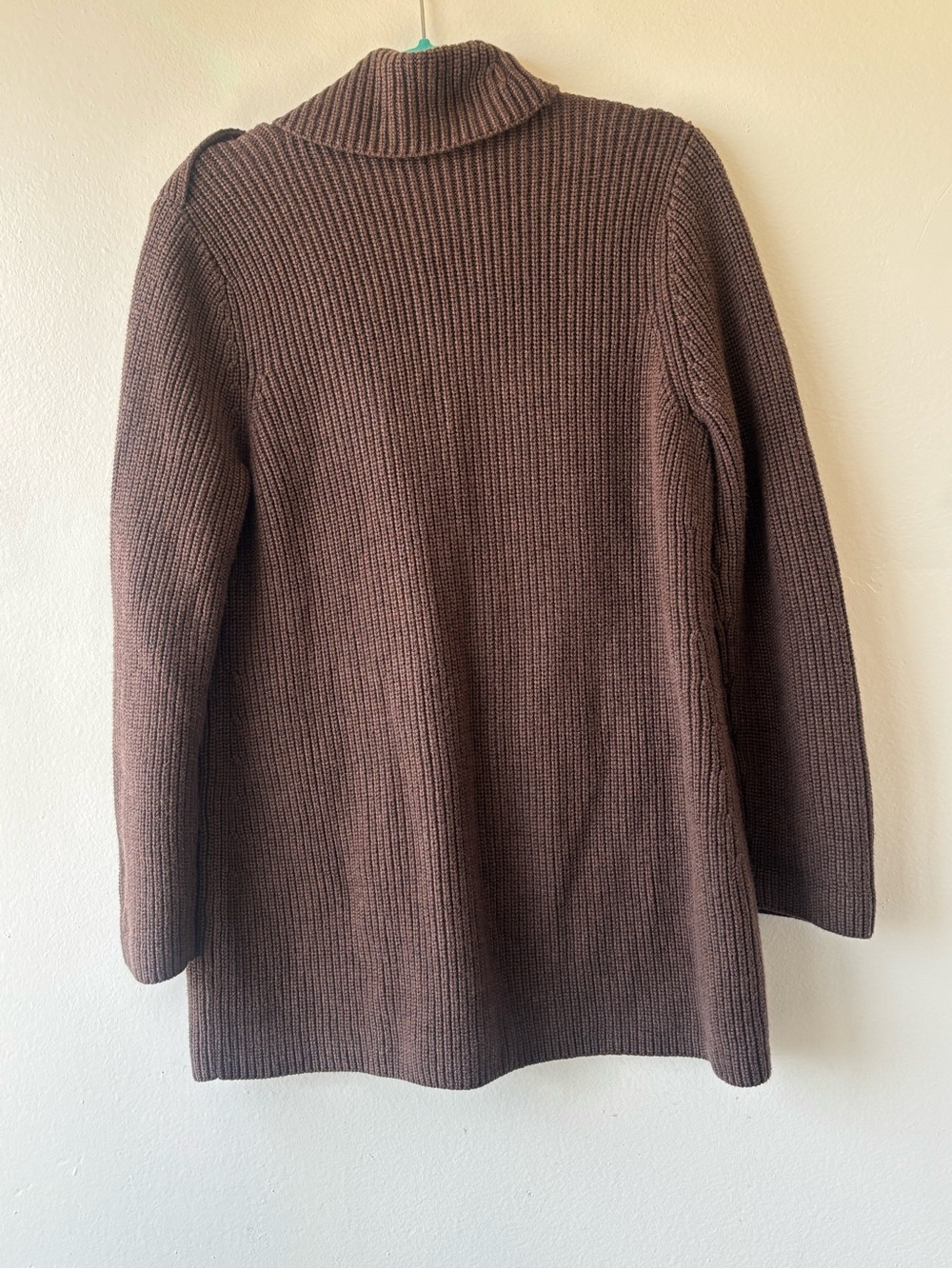 Talbots Chocolate Brown Ribbed Button-Front Cardigan Jacket - Picture 2 of 5
